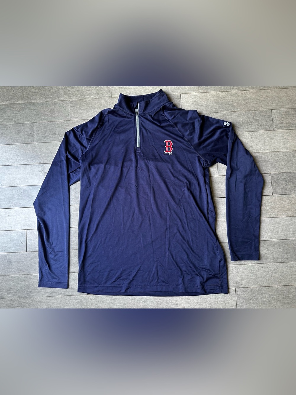 Men’s Under Armour Blue Quarter Zip Long Sleeve Boston Redsox Pullover Jacket LG